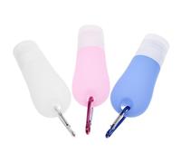 FRCOLOR 7pcs Silicone Travel Bottles Set Refillable Squeeze Bottles for Toiletries Pvc Bag Keychains Portable Shampoo Cosmetic Dispenser for Travel
