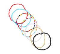 FRCOLOR 7Pcs Single-layer Beaded Hand Chain Bracelets with Geometric Patterns Elastic Wrist Jewelry for Women and Versatile Stackable Accessories for Parties and Daily Wear