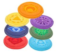 FRCOLOR 7pcs Tibetan Singing Bowl Cushion Set Handcrafted Embroidered Buddha Sound Bowl Pad Small Size Multi-color for Meditation and Yoga Decor