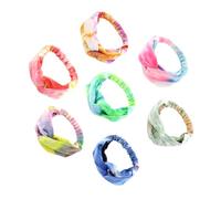 FRCOLOR 7pcs Tie-dye Knotted Headbands Elastic Stretch Hair Bands for Girls Birthday Spa Workout Accessories Random Color