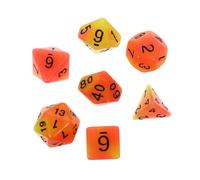 FRCOLOR 7PCS Two-color Luminous Polyhedral Dice for Rpg Board Games Party Supplies Portable Game Props with Unique Multi-sided Shapes Glow in Orange