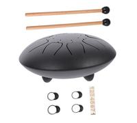 FRCOLOR 8-inch 8-tone Portable Hand Pan Drum Set for Adults and Beginners, Black Titanium Steel Alloy Percussion Instrument with Non-slip Feature, Multi-purpose Use for Meditation