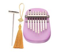 FRCOLOR 8-key Mini Thumb Piano Kalimba for Beginners, Portable Wooden Finger Piano with Oval Purple Body, Complete Accessories and Box, Travel-friendly Musical Instrument for Children and Adults