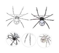 FRCOLOR 8 Pcs Halloween Spider Brooch Pin Alloy Pearl Brooches for Women Creative Design Durable Fashion Accessories for Jackets Coats Bags Party Events