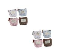 FRCOLOR 8 Pcs Mini Canvas Coin Pouches with Zipper Cute Cartoon Pattern Change Bags for Women Lightweight Durable Wallets for Cash Cards Keys Storage