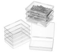 FRCOLOR 8 Pcs Small Clear Plastic Storage Boxes Compact Stackable Jewelry Card Organizer for Beads Trinkets and Small Items Portable Transparent Cases