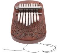FRCOLOR 8-Tone Mini Wooden Kalimba Thumb Piano with Patterns, Portable Small Finger Piano for Music Beginners and Travel Use