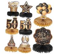 FRCOLOR 8Pcs Birthday Honeycomb Ornaments Table Centerpieces for Men Women Decorative Age Party Supplies with Lovely Design Safe and Birthday Decorations for Women and Men