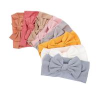 FRCOLOR 8pcs Bow Knot Headbands Soft Cotton Stretchy Hair Wraps for Newborns and Boy Girl Wide Turban Style Hair Accessories for Photos Birthdays and Everyday Wear