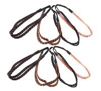 FRCOLOR 8pcs Braided Headband Set for Women Elastic Twisted Hair Accessories Includes 2 Black 2 Dark Brown 2 Brown and 2 Gold for Parties and Everyday Wear