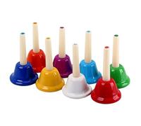 FRCOLOR 8pcs Colorful Handbells Early Educational Teaching Aid Loud Clear Sound Multi-purpose Percussion Instrument for Kindergarten Students