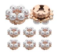 FRCOLOR 8pcs Decorative Button Covers Cuff Links Buttons Set Flower Shaped Alloy Rhinestone Artificial Pearls Unique Floral Style Easy Installation Detachable for Social Occasions Formal