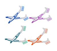 FRCOLOR 8pcs Dual-Headed Denture Brush with Firm Nylon Bristles Ergonomic Handles for Comfortable Grip Portable False Teeth Cleaner for Travel Brace and Mouth Guard Maintenance