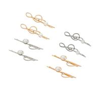 FRCOLOR 8pcs Girls Hair Bands Women Hair Clips Musical Note Design Alloy Pearl Hairpin Barrettes