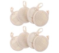 FRCOLOR 8pcs Loofah Exfoliating Back Scrubber Bath Wash Cloths with Hanging Design Convenient Replacement Natural Jute Cotton Linen for Bathing and Shower Suitable and Adults