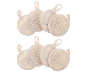 FRCOLOR 8pcs Loofah Exfoliating Back Scrubber Bath Wash Cloths with Hanging Design Convenient Replacement Natural Jute Cotton Linen for Bathing and Shower Suitable and Adults
