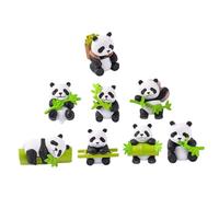 FRCOLOR 8Pcs Mini Panda Figurines Resin Animal Statues Cute Realistic Panda Ornaments for DIY Cake Toppers Home Office Decoration Gift