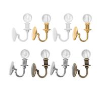 FRCOLOR 8Pcs Miniature Metal Wall Lamps for Dollhouse, Mini LED Lights with Crystal Detail, Tiny Dollhouse Lighting Fixtures for DIY Craft Decoration, 4 Colors Set