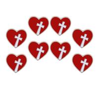 FRCOLOR 8pcs Red Heart Shaped Alloy Brooch Pins for Christian Faith Activities and Religious Brooch Use, Decorative Lapel Pins Suitable for Clergy and Volunteers in Church Events