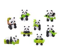 FRCOLOR 8Pcs Resin Panda Figurines Mini Animal Sculpture Cute Realistic Panda Ornaments for Cake Toppers Birthday Party Decoration Desk Trinkets