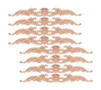 FRCOLOR 8pcs Solid Wood Carved Applique Onlays Elegant Intricate European Style Carvings, Sturdy and Easy Installation Decorative Wood Carving Decals for Wall Backgrounds and Home