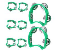 FRCOLOR 8pcs Tambourine Thickened Frame Hand Shaking Bell Musical Instrument with Jingles Green Friendly Design for Early Music Education and Group Play