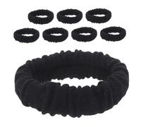 FRCOLOR 8pcs Velvet Mini Scrunchies Black Hair Bands Soft Elastic Hair Ties for Thick Seamless No Snag Ponytail Holders Accessories