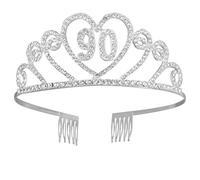 FRCOLOR 90th Birthday Tiara Birthday Crystal Rhinestone Tiara Queen Princess Crowns Birthday Headpiece for 90th Birthday Party Favors