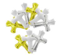 FRCOLOR 9pcs Aluminum Foil Cross Balloons Jumbo Baptism Party Decorations with White Silver Gold Colors Inflatable Foil Balloons for Boys and Communion Christening Religious Celebrations
