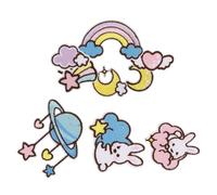 FRCOLOR 9pcs Iron on Embroidered Patches for Clothing Repair Featuring Rabbit and Planet Designs, Made of Sturdy Polyester, to Mend Shirts and Backpacks with Creative and Chic Style