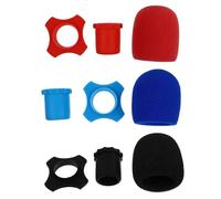 FRCOLOR 9pcs Microphone Covers Protective Tools for Mic Ball Rings for Ktv Recording Studio Black Red Navy Random Color