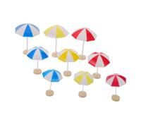FRCOLOR 9pcs Mini Patio Umbrella Colorful Miniature Beach Dollhouse Decoration for Fairy Gardens Terrariums DIY Craft Accessories with Red Yellow Blue Small Medium Large Parasol