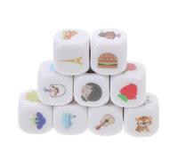 FRCOLOR 9pcs Storytelling Dices with Illustrations for Language Training and Imagination Development Bag Included Educational Dice Game for Home Parties and Group Activities