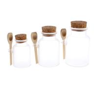 FRCOLOR Abs Plastic Bath Salt Jar with Wooden Cork and Scoop Cosmetic Container for Spice Storage DIY Use Portable Salt Pot with Lid and Spoon
