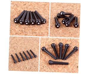 FRCOLOR Acoustic Picking Pins Black 6pcs Pom Guitar Shell Bridge with Strengthen Dot on Head Standard Volume of Sweep Accessories Fits Most for Folk