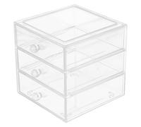 FRCOLOR Acrylic Cosmetic Storage Box Desk Organizer Plastic Handles for Makeup Storage Tabletop Organizer for Office and Home Use