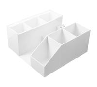 FRCOLOR Acrylic Lash Organizer Storage Box for Eyelash Extension Tools White Makeup Brush Holder Tweezer Case and Display Stand for