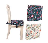 FRCOLOR Adjustable Dining Chair Heightening Cushion Seat Pad for Student with Material and Secure Straps Easy to Clean Dark Green Happy Animals Design