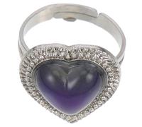 FRCOLOR Adjustable Gemstone Temperature Change Ring for Women Heart Shaped Fashionable Emotion Ring for Jewelry Lovers