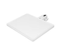 FRCOLOR Adjustable Microphone Stand Tray with Clamp-on Utility Shelf for Sound Card and Microphone, White Plastic and Metal Construction, Easy to Carry Compact Size for Mobile Streaming