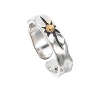 FRCOLOR Adjustable Open Sun Ring for Men and Women Tone Punk Hip Pop Jewelry with Radiant Sun Design Stackable Open Finger Band for Party Wedding and Travel