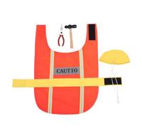 FRCOLOR Adjustable Orange Engineer Dog Costume with Cap and Tools, Polyester Material, Easy, for Halloween, Parties and Cosplay for Pets 2-3kg