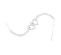 FRCOLOR Adjustable Rhinestone Anklet Bracelet with Crystal Heart Charm Silver Beach Accessories for Women and Skin-friendly Foot Jewelry for Summer Parties and