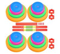 FRCOLOR Adjustable Weight Dumbbell Set Plastic Barbell for ’ , Small Dumbbells for Boys and Exercise, Detachable Water-Filled Hand Weights for Strength Training