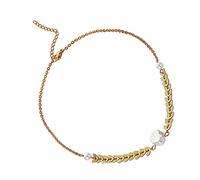 FRCOLOR Adjustable Wheat Ear Shape Necklace with Baroque Pearl Pendant Chic Clavicle Chain Jewelry for Women Smooth Comfortable Neck Accessory for Everyday Wear