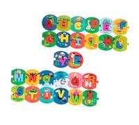 FRCOLOR Adorable English Letter Matching for Educational Wooden Puzzle with Smooth Edges Cartoon Pattern Flashcards for Early Learning and Word Recognition Portable and Safe Preschool Game