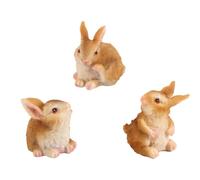 FRCOLOR Adorable Resin Rabbit Miniature Ornament 3pcs