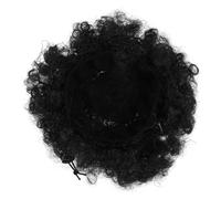 FRCOLOR African Wig Bag Afro Puff Messy Bun Hair Ponytail for Women Grey Curly Human Hair Wig