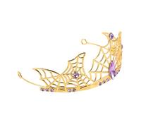 FRCOLOR Alloy Spider Web Crown for Halloween Gothic Rhinestone Tiara Headband for Women and Spooky Vampire Witch Queen Headpiece for Parties and Cosplay