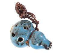 FRCOLOR Alto C Ocarina Ceramic Flute with Wax Rope Stunning Flower Glaze Blue Finish for Music Lovers Beginners and Outdoor Activities Durable and Resonant Sound Quality